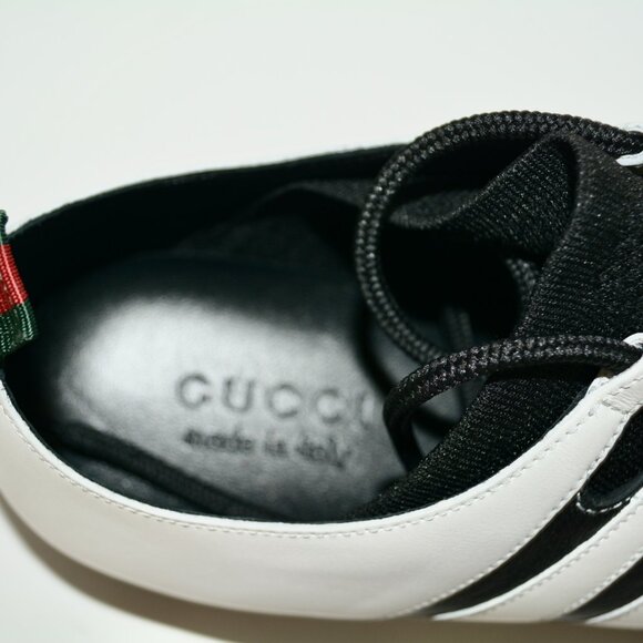 NIB GUCCI LEATHER  WHITE BLACK LION HEAD LOGO LUG SOLE SNEAKERS - Picture 10 of 10